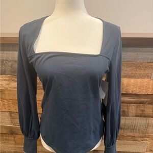 Nordstrom Navy Women's Blouse with Square Neckline